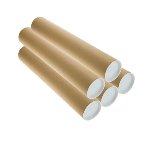 Postüp Kapaklı Silindir Kutu Karton Rulo Gönderi Poster Afiş Harita Tüpü 5 Adet 5 Cm X 100 Cm