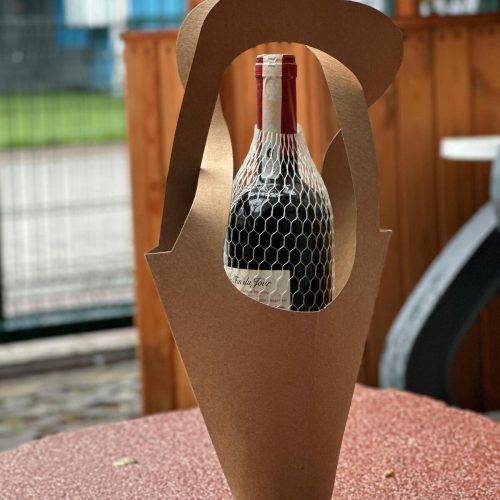1 adetli Şişe & Çiçek Taşıma Kraft Çantası – Dekoratif Buket ve Saksı Çanta