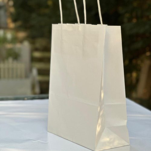 1.Kalite 18x8x24 Cm 1’ Li Beyaz Renkli Kraft Kağıt Çanta, Hediye Poşeti, Hediye Paketi, Kraft Çanta