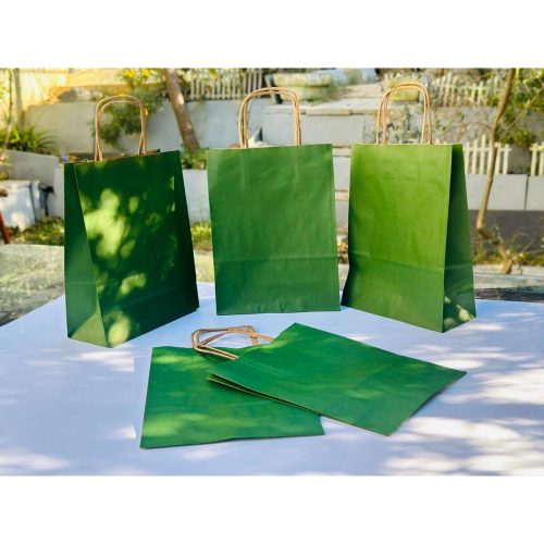 1.Kalite 18x8x24 Cm 1’ Li Yeşil Renkli Kraft Kağıt Çanta, Hediye Poşeti, Hediye Paketi, Kraft Çanta