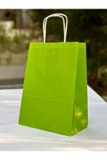 1.Kalite 18x8x24 Cm 1’ Li Yeşil Renkli Kraft Kağıt Çanta, Hediye Poşeti, Hediye Paketi, Kraft Çanta