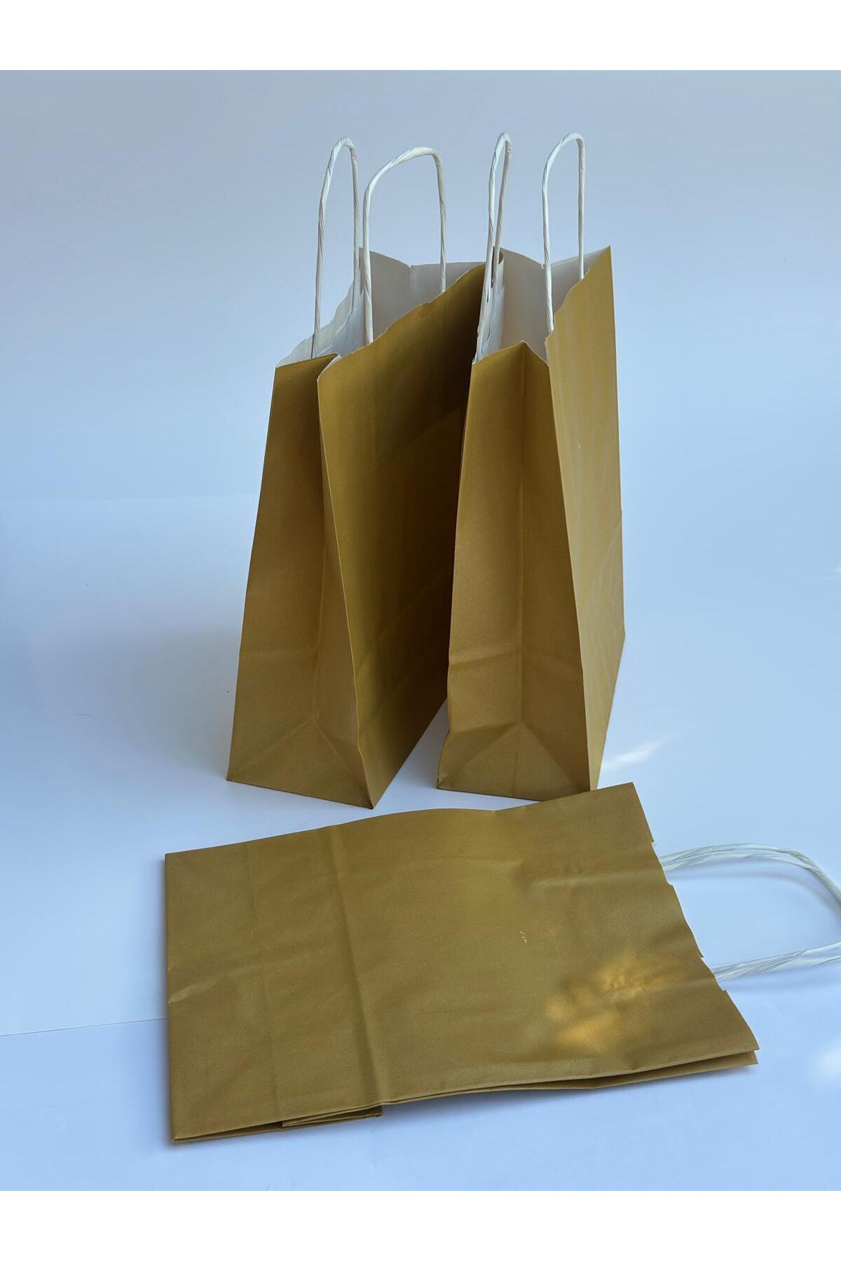1.Kalite 18x8x24Cm 1’Li Yağ Yeşili Renkli Kraft Kağıt Çanta Hediye Poşeti Hediye Paketi Kraft Çanta - Görsel 5