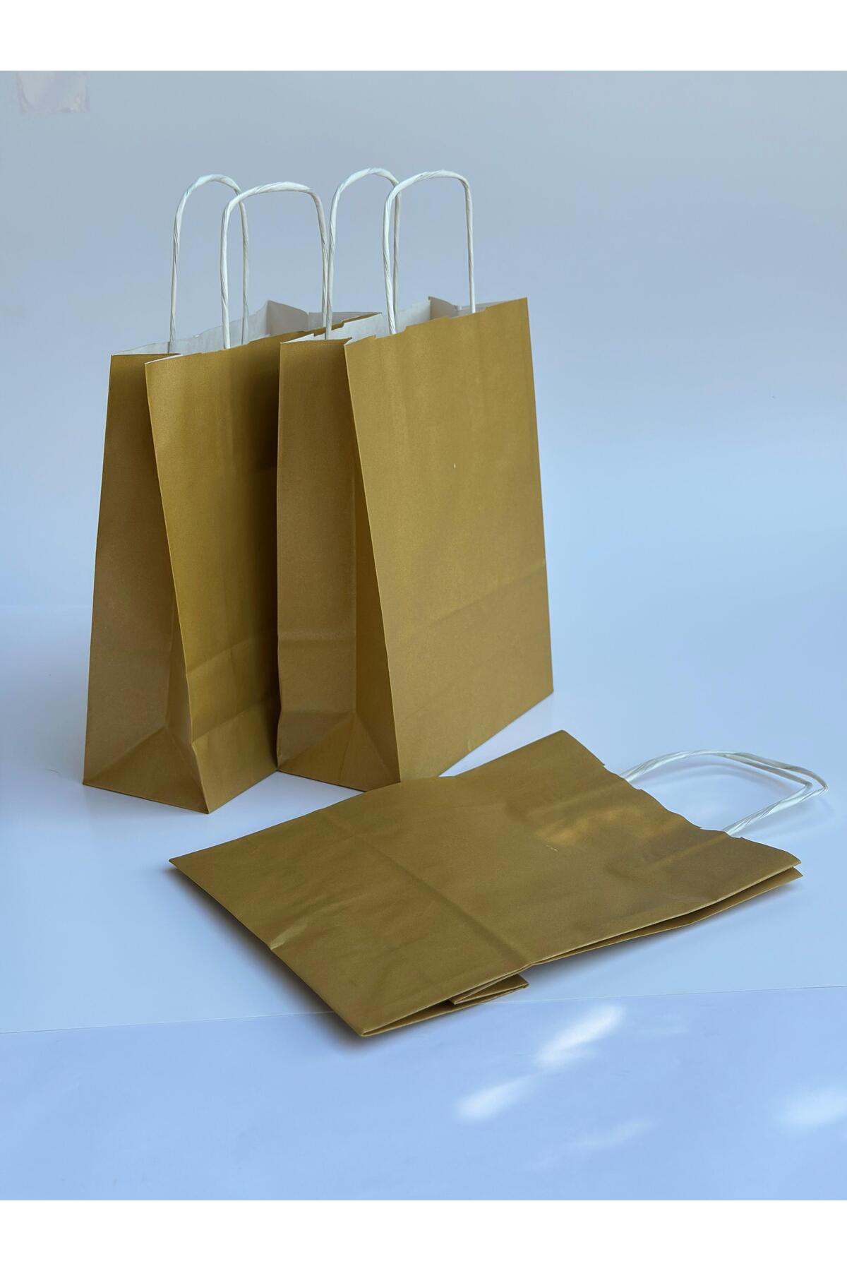 1.Kalite 18x8x24Cm 1’Li Yağ Yeşili Renkli Kraft Kağıt Çanta Hediye Poşeti Hediye Paketi Kraft Çanta - Görsel 6