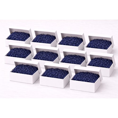 Beyaz Karton Takı Kutusu 9,5×9,5×2 cm – Kapaklı Model | 10 Adet + Lacivert Kırpık Kağıtlı
