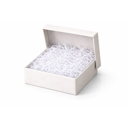 Beyaz Karton Takı Kutusu 9,5×9,5×2 cm – Kapaklı Model | 5 Adet + Beyaz Kırpık Kağıtlı