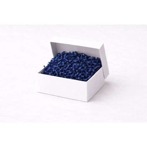 Beyaz Karton Takı Kutusu 9,5×9,5×2 cm – Kapaklı Model | 5 Adet + Lacivert Kırpık Kağıtlı