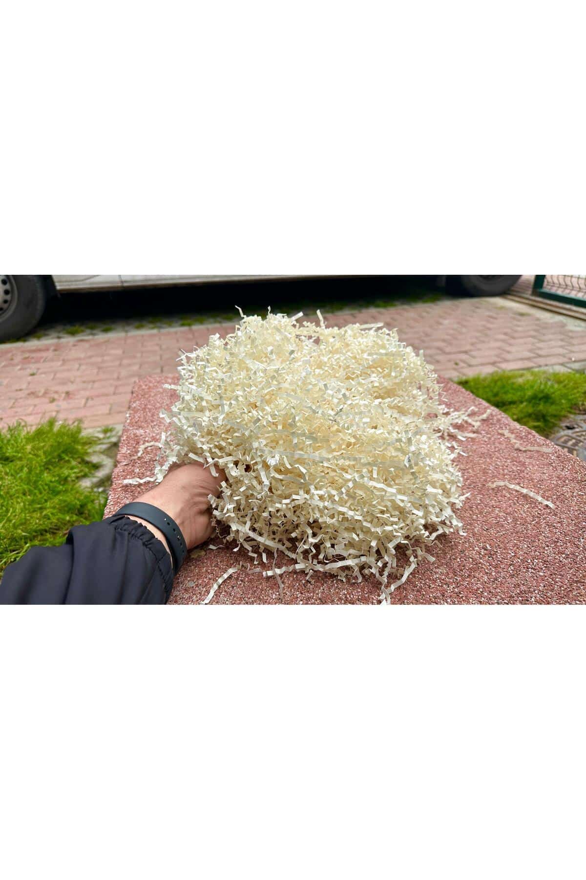 krem 100 Gr kırpık kağıt, Z Zigzag, Süs hediye kutu dolgu kağıt Kırpık Kutu İçi Süsleme