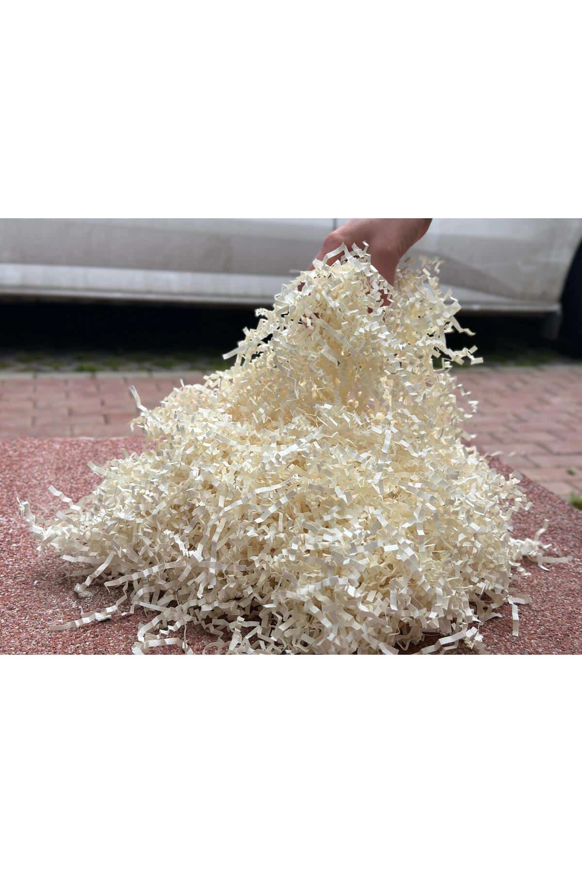 krem 100 Gr kırpık kağıt, Z Zigzag, Süs hediye kutu dolgu kağıt Kırpık Kutu İçi Süsleme - Görsel 3