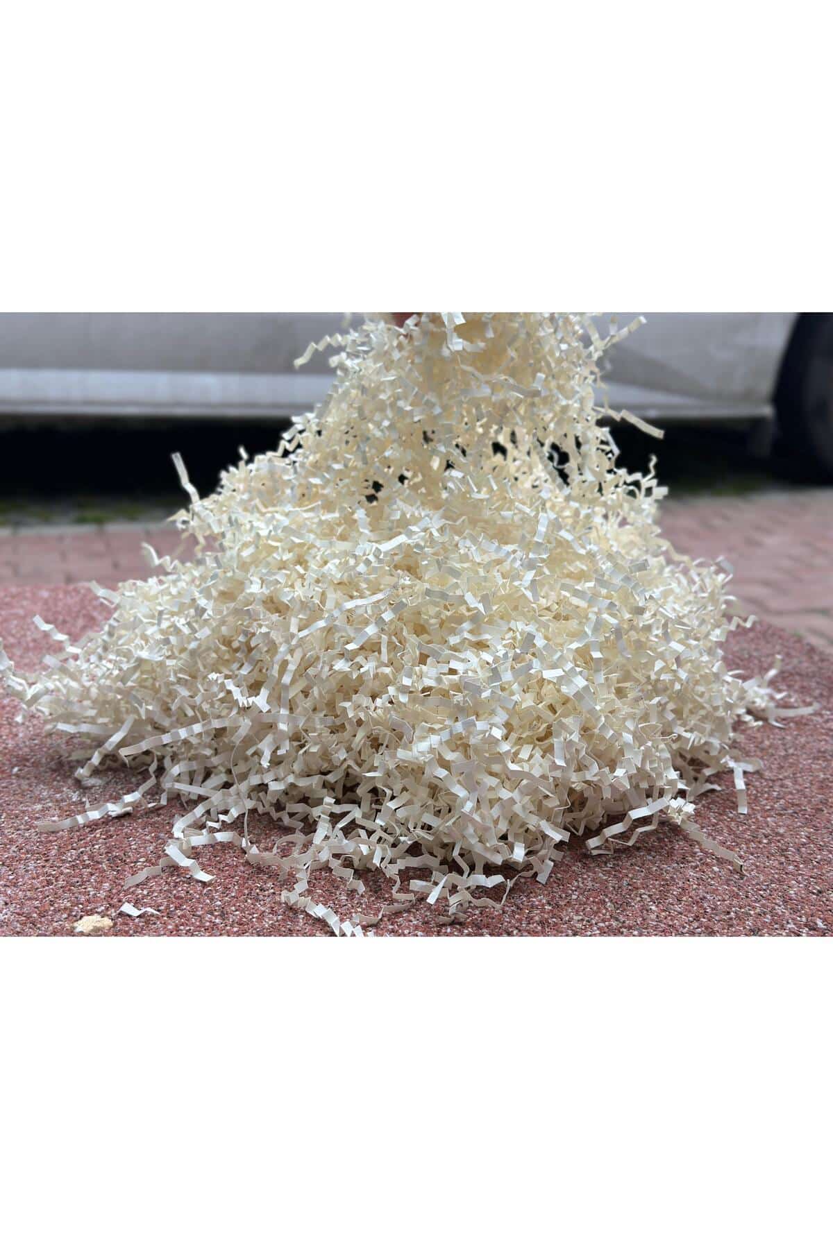krem 100 Gr kırpık kağıt, Z Zigzag, Süs hediye kutu dolgu kağıt Kırpık Kutu İçi Süsleme - Görsel 4