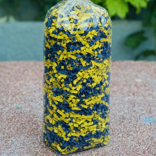 Sarı lacivert Zigzag Kırpık Kağıt Dolgu – Hediye Kutusu İçi Paketleme ve Lüks Dolgu Kağıdı 25 gr