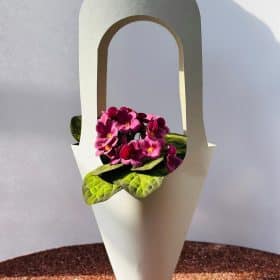 Şişe & Çiçek Taşıma Çantası Beyaz Lüks – Dekoratif Buket ve Saksı Hediye Çantası (1 Adet)