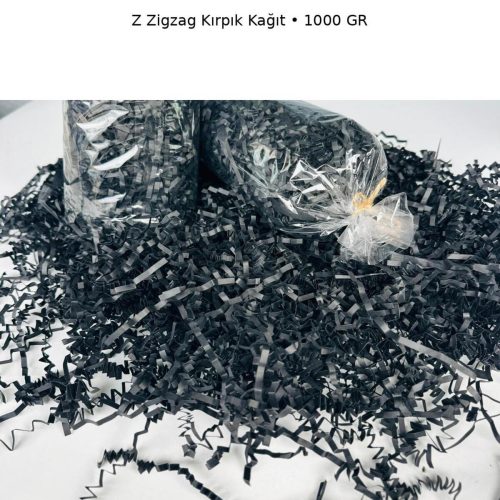 Siyah Z Zigzag Kırpık Kâğıt – Hediye Kutu İçi Dolgu Süsleme ve dolgu Malzemesi 1 KG