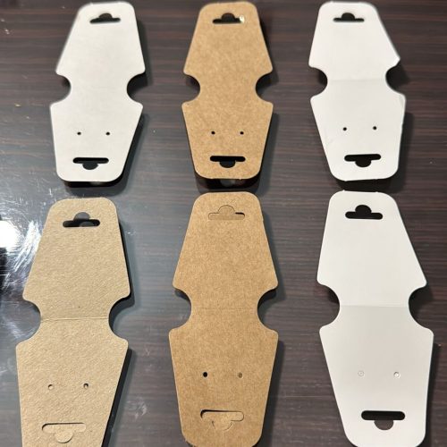 150 Adet Takı Kartı 12×5 cm – Kraft, Beyaz, Beyaz/Gri 3 Renk Küpe Kolye Bileklik Sunum & Sergi Kartı
