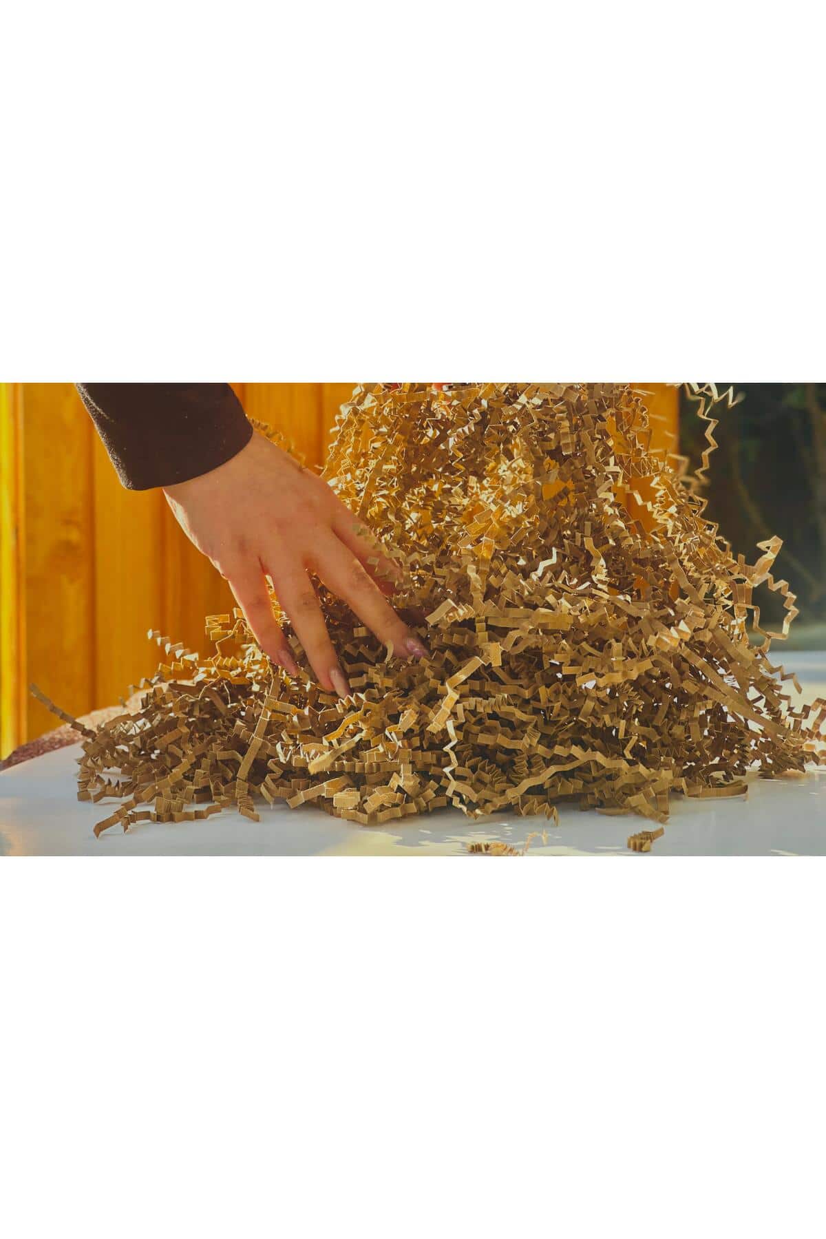 kahverengi kraft 100 Gr kırpık kağıt, Z Zigzag, Süs hediye kutu dolgu kağıt Kırpık Kutu İçi Süsleme - Görsel 5
