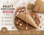Premium Kraft Koni Kağıdı 50 Adet | İpli Hediyelik İkram ve Şeker Sunum Külahı
