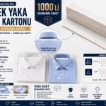 Premium Önü Beyaz Arkası Gri Gömlek Yaka Destek Kartonu 2,5x34,5 cm 1000'li | Gömlek Paketleme, Yaka Koruma ve Ambalaj Kartı